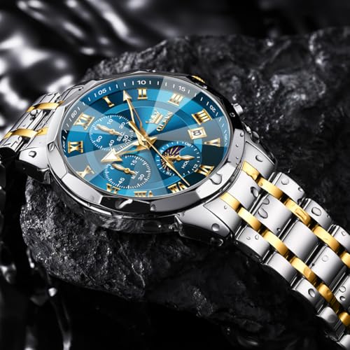 Image of OLEVS Men Watch Business Dress Diamond Luxury Watch Luminous Easy to Read Date Waterproof Stainless Steel Quartz Analog Simple Dress Watch