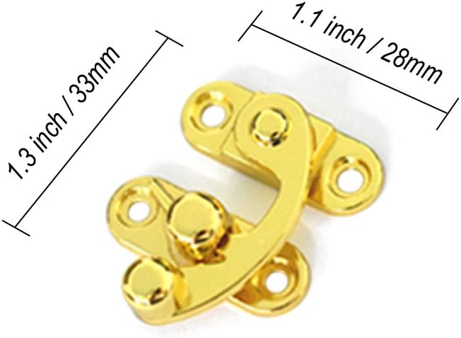 12Pcs Small Decorative Hinges and 6Pcs Latch Hook Hasp for DIY Gift Box, Wine Box, Gold