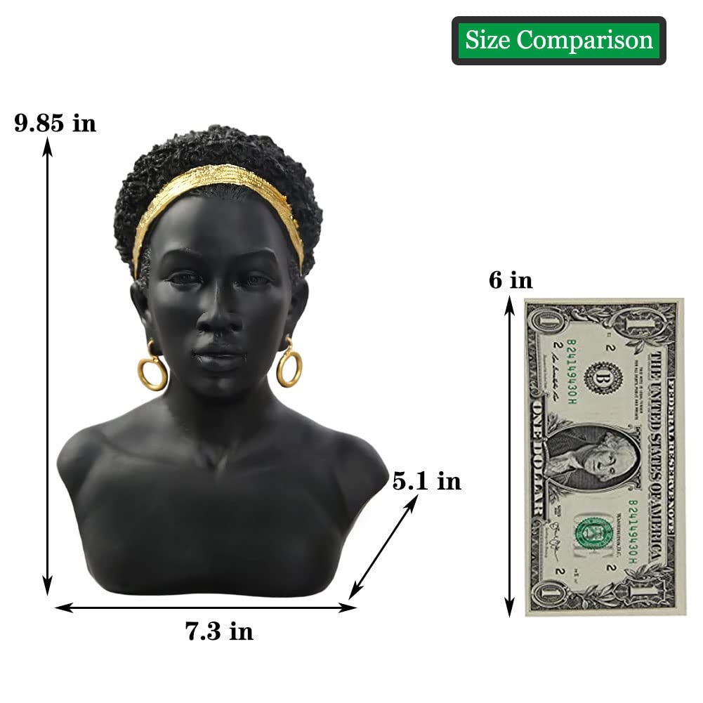 QIANLING Sculptures de Buste Noir d'art Africain, Statue de Buste Afro-américaine, Buste Noir créatif en résine, Buste Africain, Convient pour Le Salon, Le Bureau, la bibliothèque, la décoration