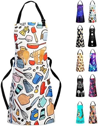 Sosolong Adjustable Waterproof Apron Bib Apron with 2 Pockets Cooking Kitchen Aprons for Women Men Chef, Adult Gifts,