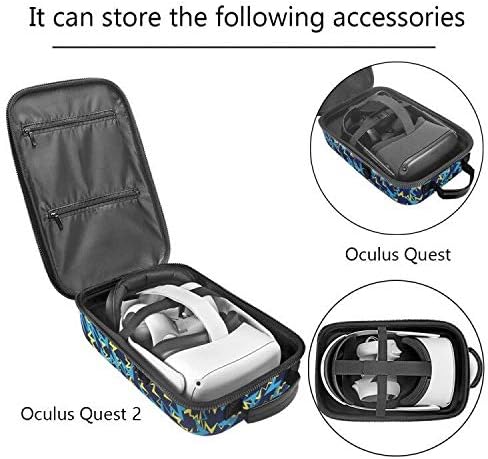 Eyglo Hard Carrying Case for Oculus Quest 2/Quest VR Gaming Headset and Controllers Accessories Travel Case Shoulder Bag Fit Oculus Quest 2 Elite Strap Waterproof Shockproof (Blue)