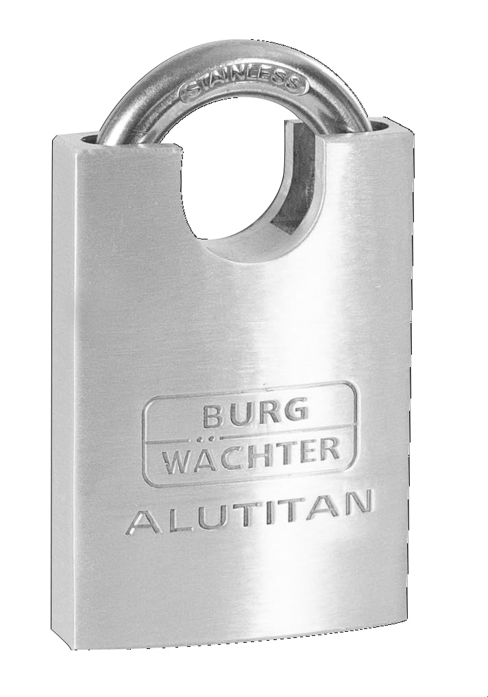 BURG-WÄCHTER Lucchetto, 2 Chiavi, Spess. Arco 8 mm, Corpo in Alluminio Massiccio, Meccanismo Interno Antiruggine, Doppia Chiusura, Alutitan 770 CS 50