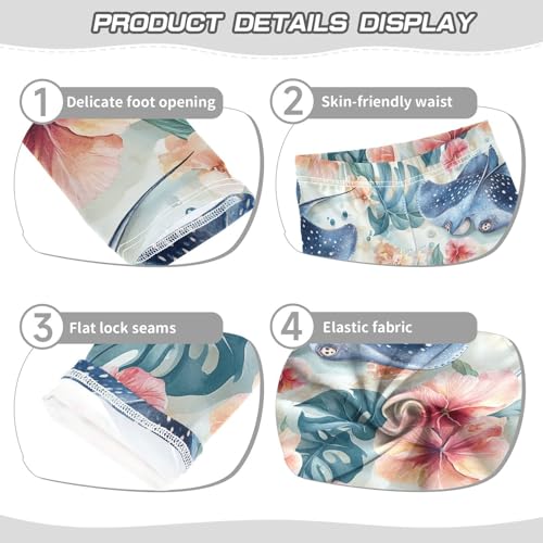 Boccsty Blue Stingray Pink Flowers Girls Leggings Kids Yoga Pants Dance Active Tights 4T3