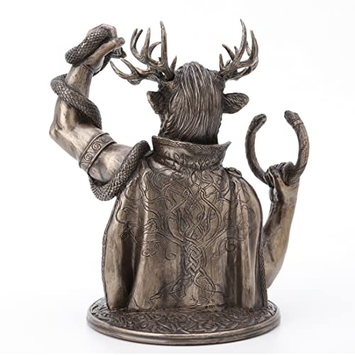 Busto escultura Cernunnos dios cornudo bronce resina 8.6 in miniatura 4