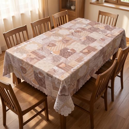 Image of Dakshya Industries PVC Waterproof Dining Table Cover 54x78 Inch for 6 Seater | Floral Printed Washable Oilproof Dustproof Table Cloth for Home Kitchen Dining Table (Diamond Glow)