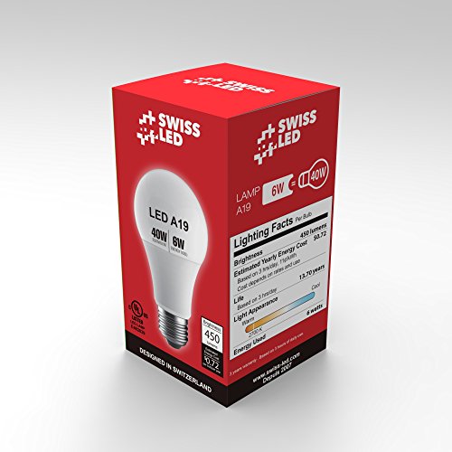 Swiss Led U450Hdnke A19 Led Light Bulb, Soft White, 2700K, 6W #TOP1