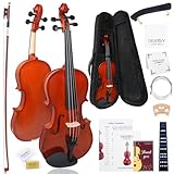 Violin 4/4 Full Size Kit, Violin Fiddle Set for Beginner Adults Students with Rosewood Bow, Violin Case, Shoulder Rest, Extra Strings and Bridge(Plywood, Full)