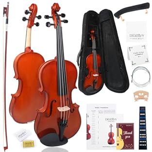 🎻 Carefully Handcrafted with Quality Materials: Expertly crafted with precision, the DIGERVY 4/4 violin features a laminated hardwood body with a spruce-veneer top and a flamed-veneer maple back, offering dependable structural strength and stable res...