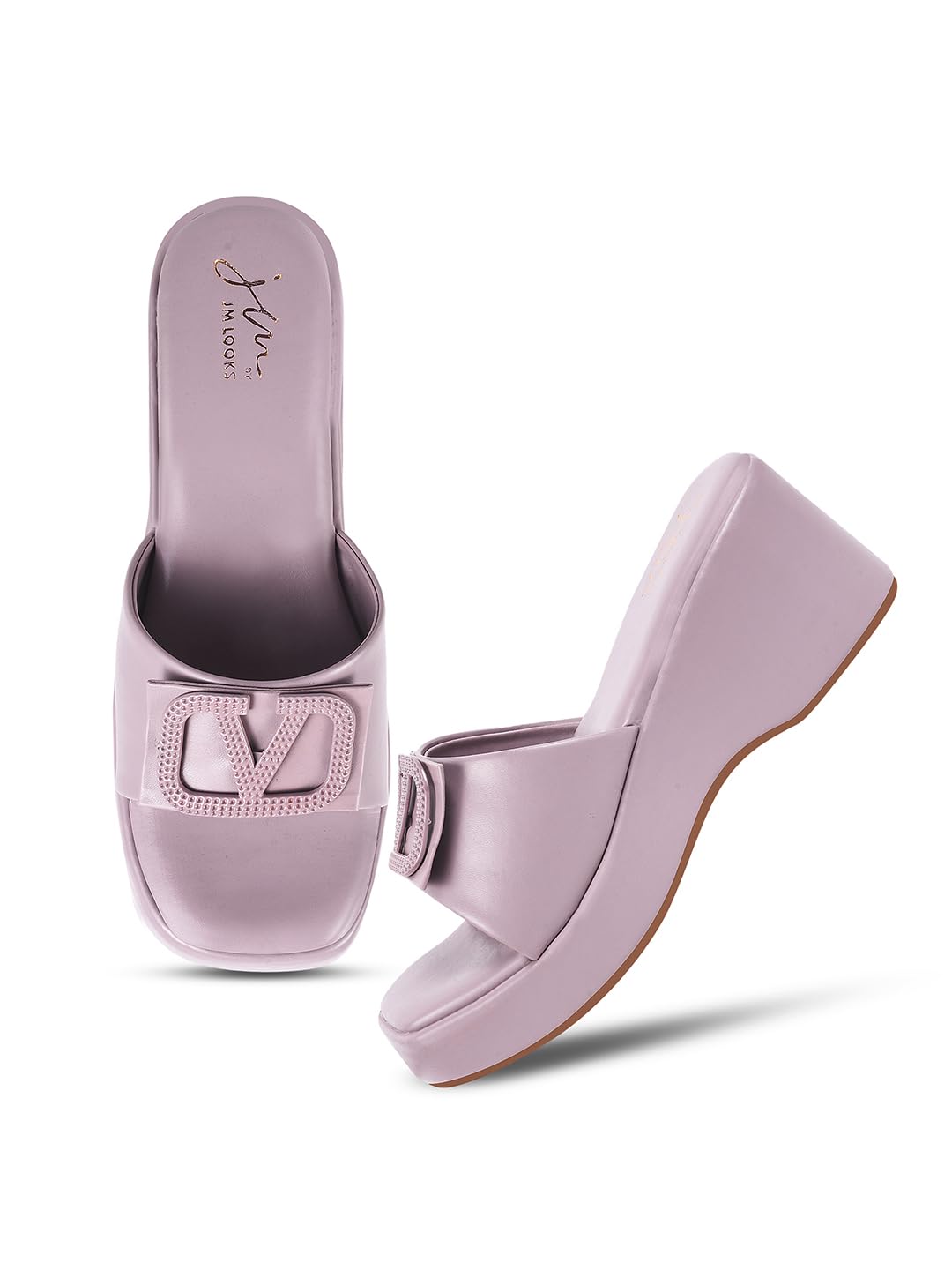 jm looks Women's Wedge Heel Slip-On Sandals with Embellished Buckle Design | Elegant and Comfortable for Any Occasion-picture-13