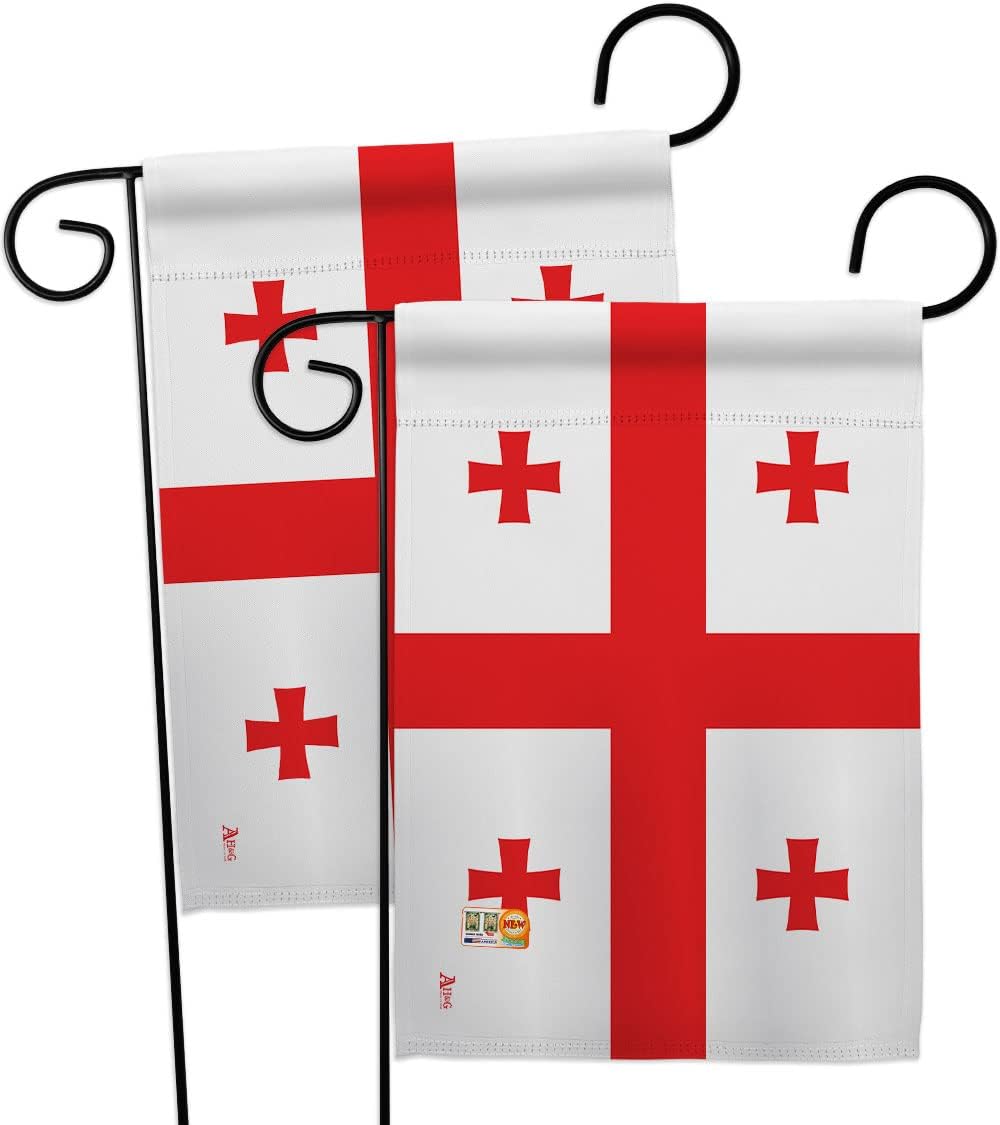 Georgia Republic Garden Flags Pack Regional Nationality Nation International World Country Particular Area USA Applique Small Decorative Gift Yard House Banner Double-Sided Made In 13 X 18.5