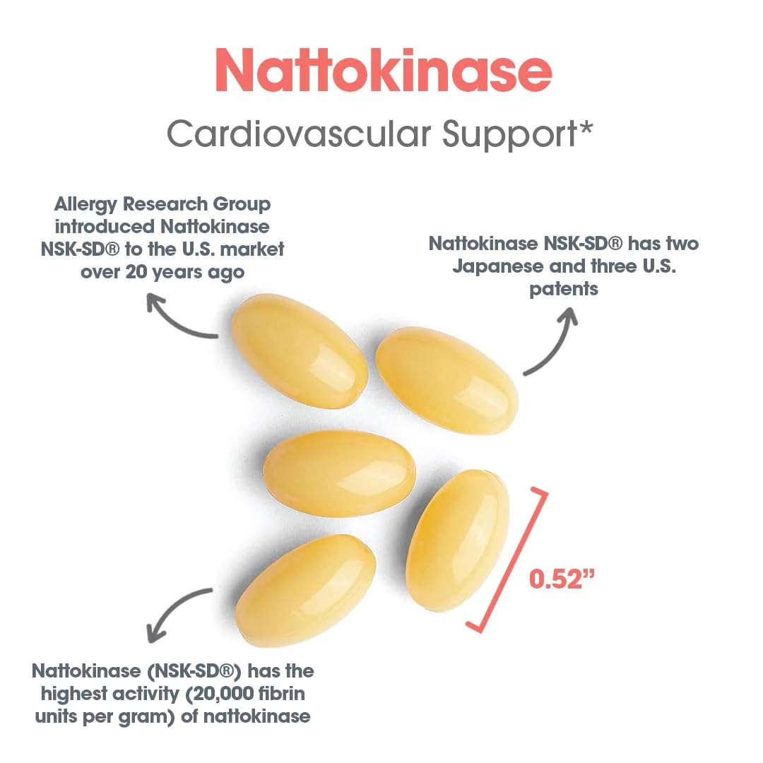Allergy Research Group - Nattokinase Supplement NSK-SD 2000 FU, 100mg - Cardiovascular/Circulatory Health - 60 Softgels — Amazon image 5