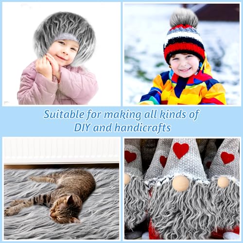 image for Tatuo 60 x 18 Inch White Gray Faux Fur Fabric Christmas Fluffy Fuzzy C