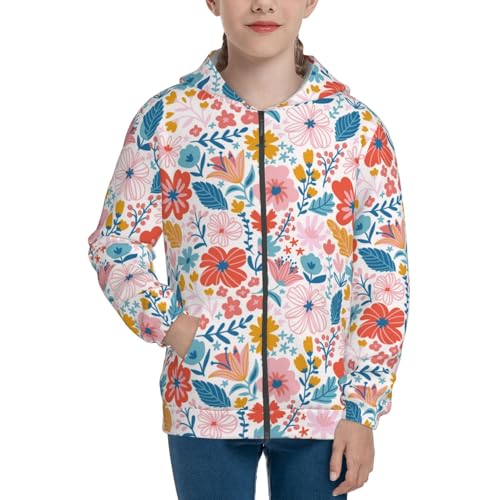 Floral Ditsy Kid Hoodies Boys Zip Up Sweatshirts Girls Pullover with Pocket3