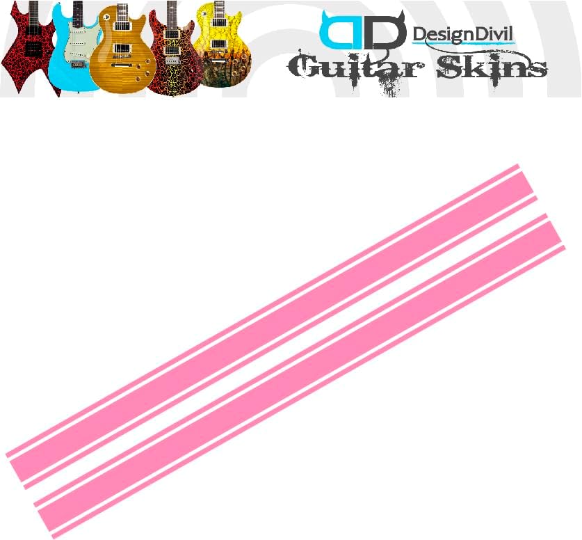 Miniatura 2 de Pegatinas de vinilo de rayas de carreras para guitarras, bajos e instrumentos musicales. Opciones de color. (rosa)