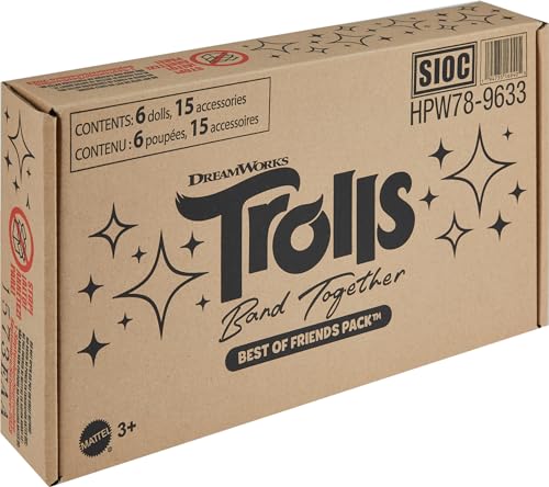 Mattel DreamWorks Trolls Band Together Toys, Best of Friends Pack with 5 Small Dolls & 2 Character Figures, Includes Queen Poppy Doll - image 6