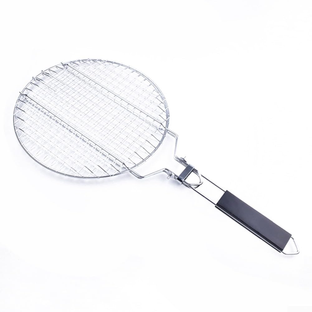Griglia per barbecue in acciaio inox di alta qualità, pieghevole, con maniglia di bloccaggio, 55 x 28 x 1,8 cm, ideale per barbecue all'aperto e campeggio