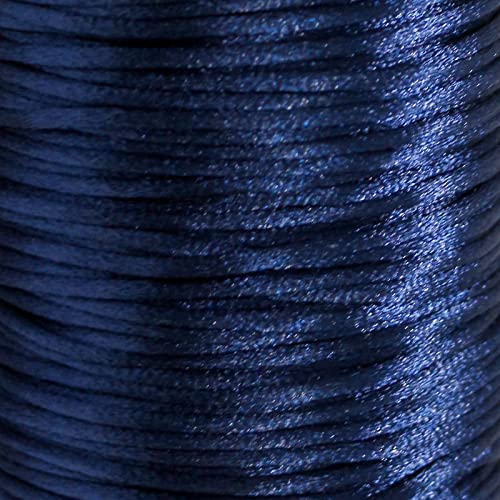 Fqtanju 2Mm X 100 Yards Premium Quality Rattail Nylon Satin Cord Roll, Kumihimo Rattail,Chinese Knot, Indigo #TOP2