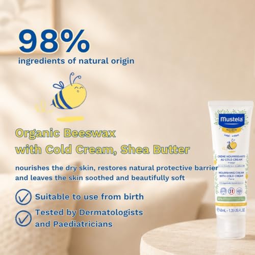 Mustela Baby Nourishing Face Cream with Cold Cream, Beeswax and Shea Butter for Dry Skin - 40ml | Long Lasting Hydration, Daily Use, Suitable from Birth | Tested by Dermatologists and Paediatricians - Image 4