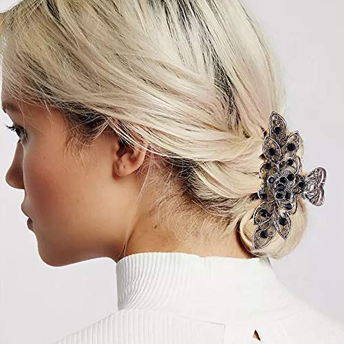 Crown Guide AP-FH2741NA Fancy Hair Claw Jaw Clips Pins For Womens, Vintage Rhinestone Crystal Flowers Hair Barrette thumb #3