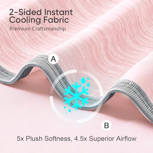 Image of KMUSET Cooling Blanket Throw (50 inchx60 inch), Double Sided Summer Cooling Blankets for Hot Sleepers & Night Sweats, Breathable Lightweight Blanket for Beach, Sofa Bed Couch, Gifts for Women Men Dusty Pink