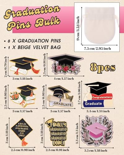 Image of Graduation Pins Bulk with Storage Bag for Class of 2026 Graduation Cap Diploma Enamel Pins for Backpack Hat Jackets Congrat Grads Gifts for Students Teachers Classmates 2026 Graduation Party Favors