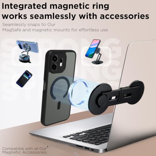 Image of RIGGEAR Shockproof Sleek Hybrid Armor Magnetic Back Cover Case Compatible with MagSafe Accessories for OnePlus N6 5G (Clear PC + Black TPU Bumper)