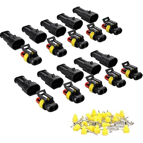 10 Set 5 Kit Car 2 Pin Way Superseal Waterproof Electrical Terminal Wire Connector Plug for Motorcycle Scooter Auto Truck Marine MA478 Cover