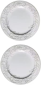 2Pack Premium 10-inch Ceramic Dinner Plates Set Embossed Rim, Microwave & Dishwasher Safe, for Daily Use, Formal Dinner, Ideal for Home & Gift 10inch
