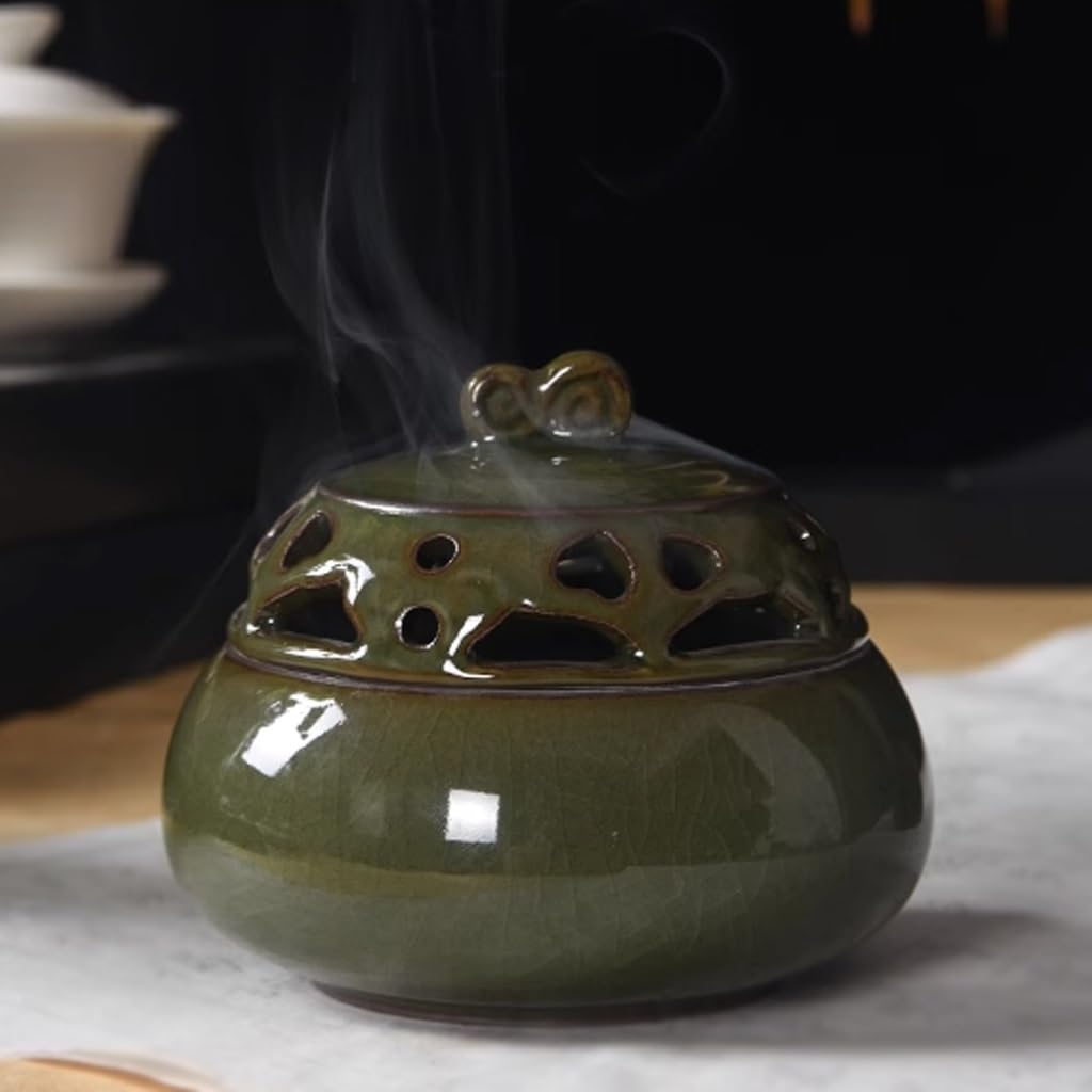 Quemador de incienso de reflujo retro pequeño horno de incienso para el hogar, horno zen interior, horno de aroma, horno de aroma, ceremonia de té, adorno de cerámica para horno de incienso