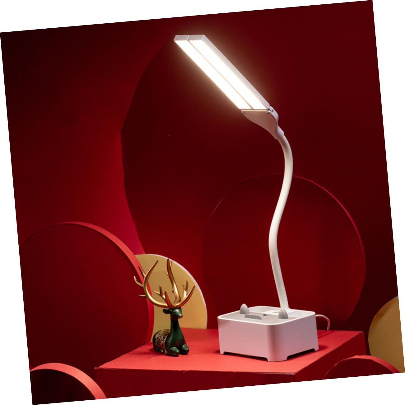 Homoyoyo Dual-Head Table Lamp Material Eye Protection Reading Lamp Desk Light USB for Study and Work