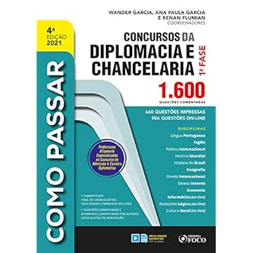 Capa do livro COMO PASSAR EM CONCURSOS DA DIPLOMACIA E CHANCELARIA - 1.600 QUESTÕES COMENTADAS - 4ªED - 2021