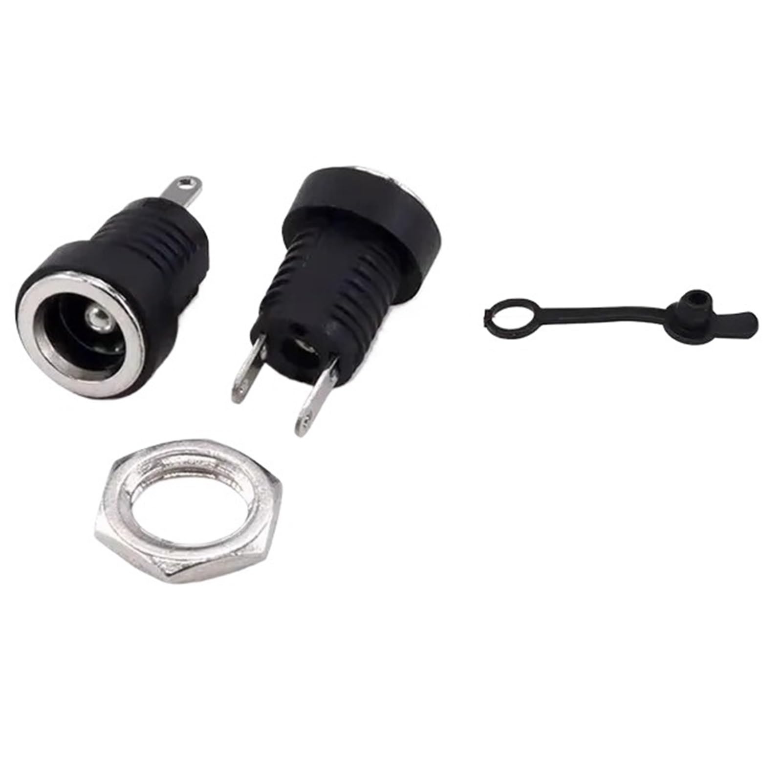 Jack di alimentazione CC, 200 pezzi, presa jack di alimentazione CC, adattatore femmina per montaggio a pannello, 3,5 x 1,3 mm, 2 pin, per audio auto, laptop, lettori MP3