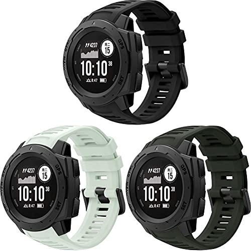 �R���p�`�u�� Garmin Instinct Tide/Instinct Tactical/Instinct Esports ���v�o���h �݊����̂��� �\�t�g�V���R���o���h �X�|�[�c�o���h (3-Pack H)