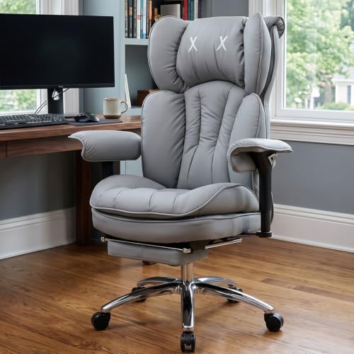 Image of Efomao Big & Tall Desk Chair, Wide Executive Office Chair with Footrest Grey