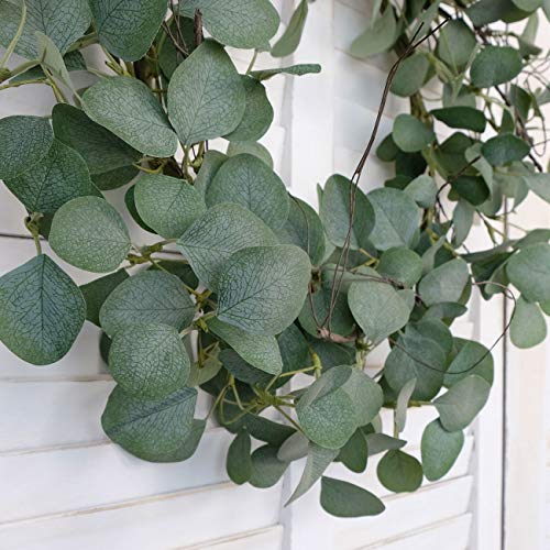 Idyllic Eucalyptus Leaves Wreath Metal Polyester Fabric Paper Round Green Wreath 22 Inches For The Front Door Decor thumb #6
