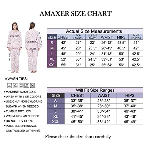 Amaxer Women's Flannel Pajama Set 100% Cotton Soft Christmas Pajamas For Women Long Sleeve Pjs Button Down Warm Sleepwear-L #TOP6