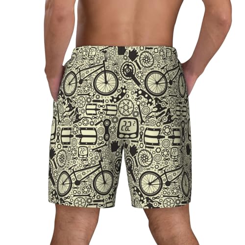 Bike Pattern Ethereal Funny Men's Swim Trunks Board Shorts Quick Dry-4