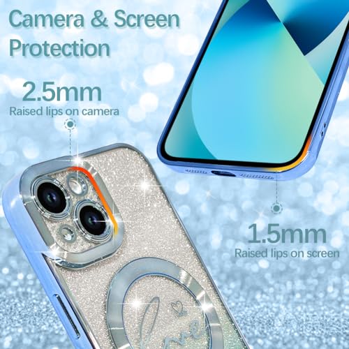 Image of ZIYE Magnetic Case Designed for iPhone 13 Glitter Case-Blue