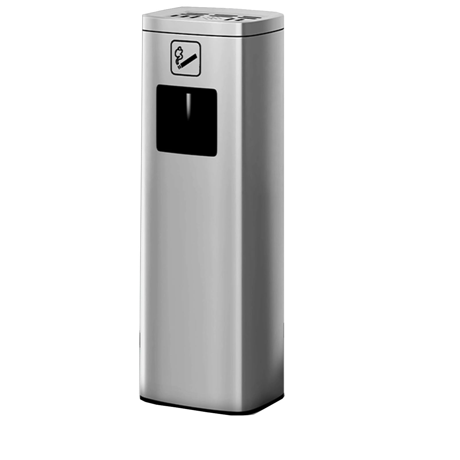 Collecteur de mégots de cigarettes en acier argenté robuste de 82,3 cm pour hall et extérieur
