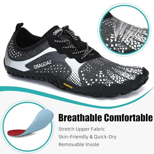 Image of SAGUARO Womens Mens Barefoot Shoes Minimalist Trail Runner Wide Toe Box Zero Drop Outdoor Cross Training Shoe