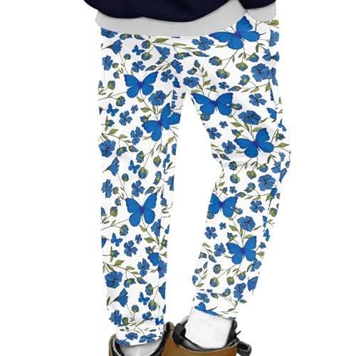 AmzPrint Yellow Butterfly Sweatpants for Boys Vintage Polka Dot Casual Athletic Pink Sweatpants Bottoms Hiking Pants2