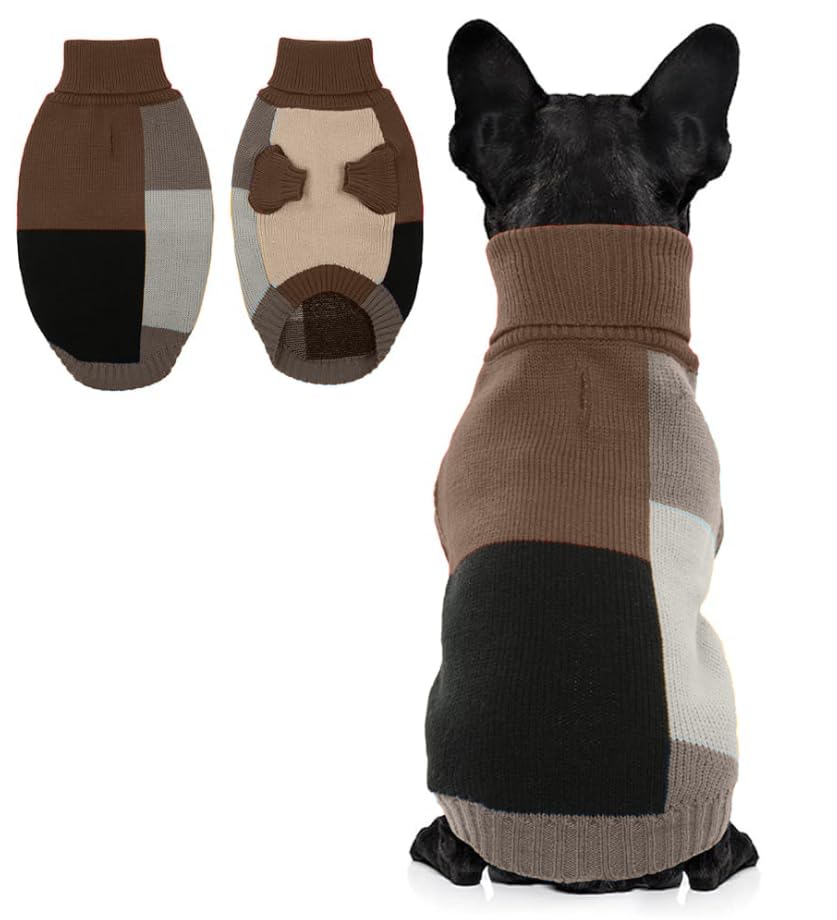 Dog Jumper for Large Dogs | Warm Acrylic Knit Dog Sweater with Turtleneck & Harness Hole | Winter Dog Clothes for Walks | Pit Bull, Lean Lab, Border Collie, Mocha Blend XXL — image 1