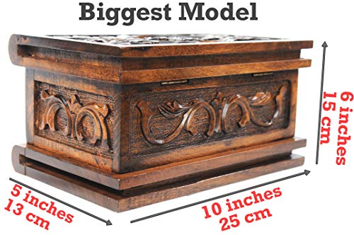 Tubibu Walnut Treasure Within Puzzle Secret Magic Box Hand Made Unique Jewelry Box With Hidden Key 10"X6"X5" (25Cmx15Cmx12Cm) #TOP4