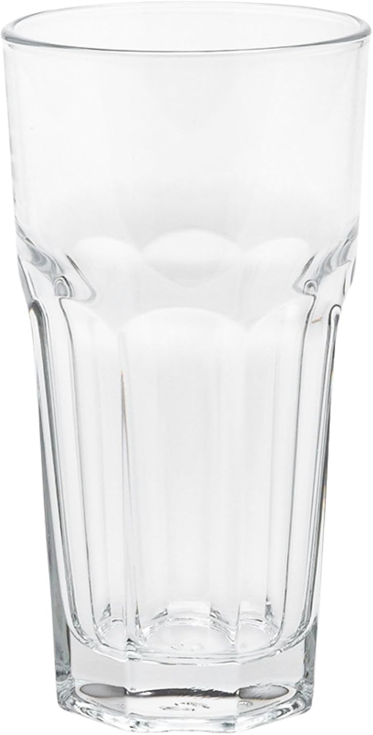 Restaurantware Otto 10 Ounce Beverage Glasses Set Of 6 Paneled Drinking Glasses - Fine-Blown Tempered Dishwasher-Safe Clear Glass Glassware Set For All Types Of Drinks