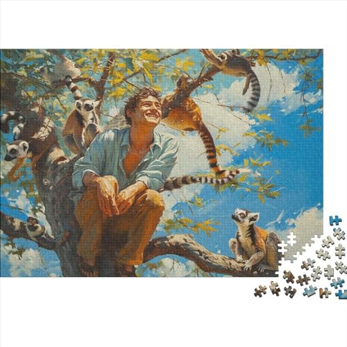 lihuogongsio Monkey 1000 Pieces Challenge Jigsaw Puzzle for Adults Playing on Trees Impossible Puzzle Educational Games Home Decoration Puzzle Multi Colour 1000pcs (75x50cm)