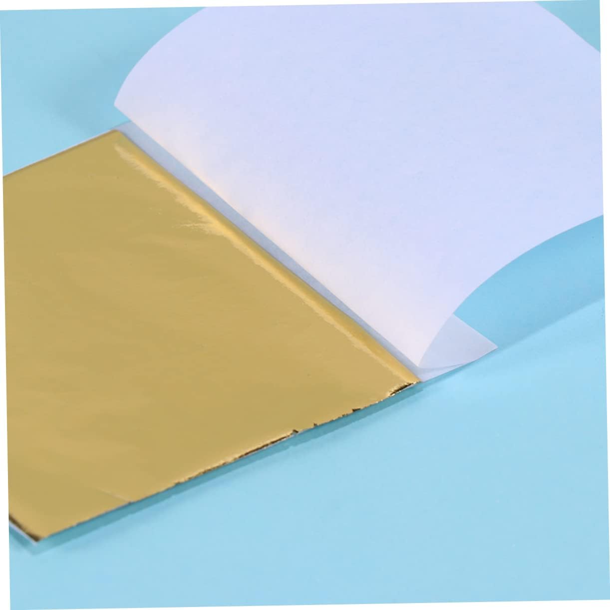 Angoily 100sheets Foil for Crafts Imitation Leaf Gold Foil Paper Artistic Decor