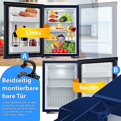 KESSERยฎ Minikoelkast met slot, 40 l Minibar, Stil, 22 DB, Afsluitbaar, Slaapkamer, Afneembare deurstop, ca. 4 tot 16 ยฐC, Hoogte 57 cm, Binnenverlichting - Image 6