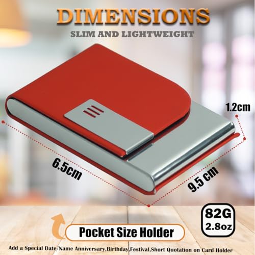 Image of Luxurious Unisex Pocket Card Holder Design 15-20 Business Card and 5-8 Card Debit Credit Ultrathin Stainless Steel 9.5 X 6.5 x 1.2 cm Size RFID Blocking Corporate Gift for Employee (Red-PTI)