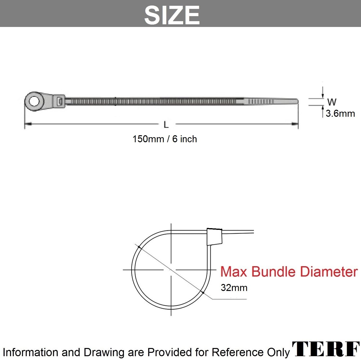 TERF® 100 Pcs White Screw Mount Cable Ties 150mm (6'') X 3.6mm Premium Nylon Zip Ties Wraps Secure Self Locking Mechanism Plastic Tie for Home Office Garden Garage Warehouse Workshop DIY Use - Image 4