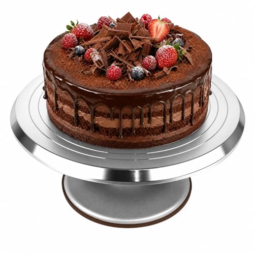 Soporte giratorio para tartas de aleación de aluminio de 12 pulgadas, rotación suave, base estable, fácil de limpiar, ideal para decorar pasteles y pasteles
